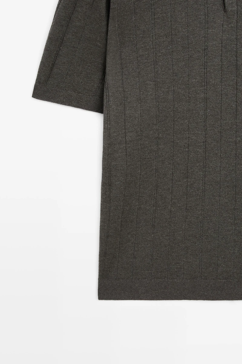Knit cotton blend polo shirt with short sleeves