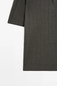 Knit cotton blend polo shirt with short sleeves