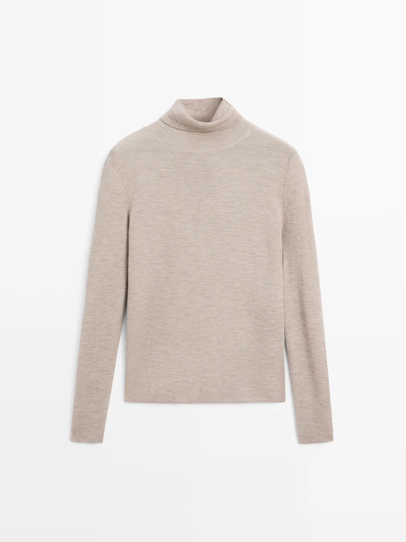 Knit 100% cashmere high neck sweater - LIMITED
