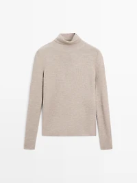 Knit 100% cashmere high neck sweater - LIMITED