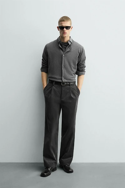 PLEATED CORDUROY PANTS