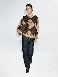 Pull à losanges en laine mélangée