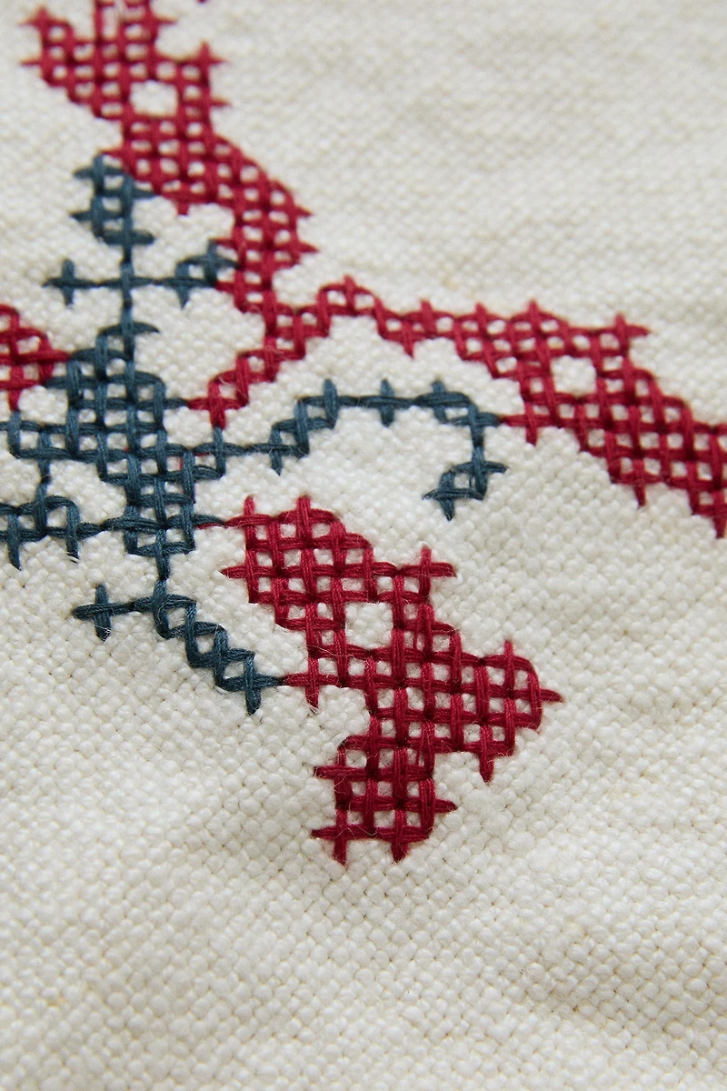 LETTER K EMBROIDERED LINEN CUSHION