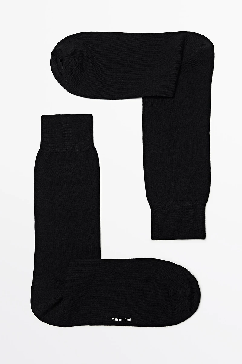 Plain cotton blend knit socks