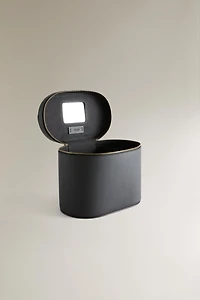RIGID LEATHER MIRRORED MAKEUP BAG