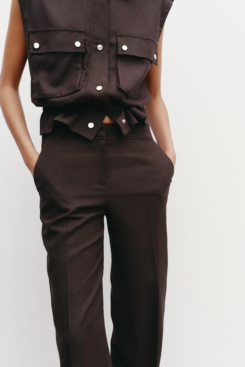 STRAIGHT LEG LINEN PANTS
