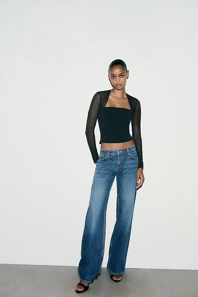 FITTED COMBINATION TULLE TOP