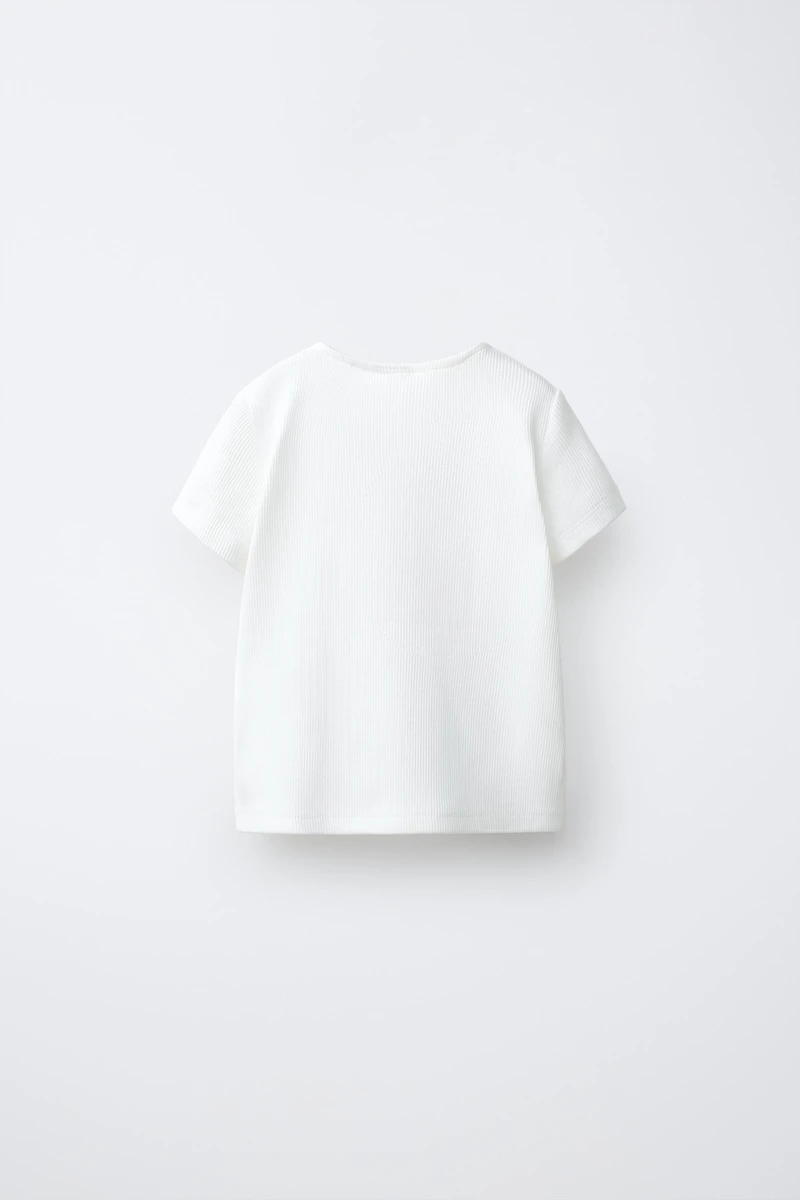 T-SHIRT CÔTELÉ À NŒUDS
