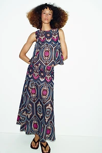 EMBROIDERED EYELET MIDI SKIRT
