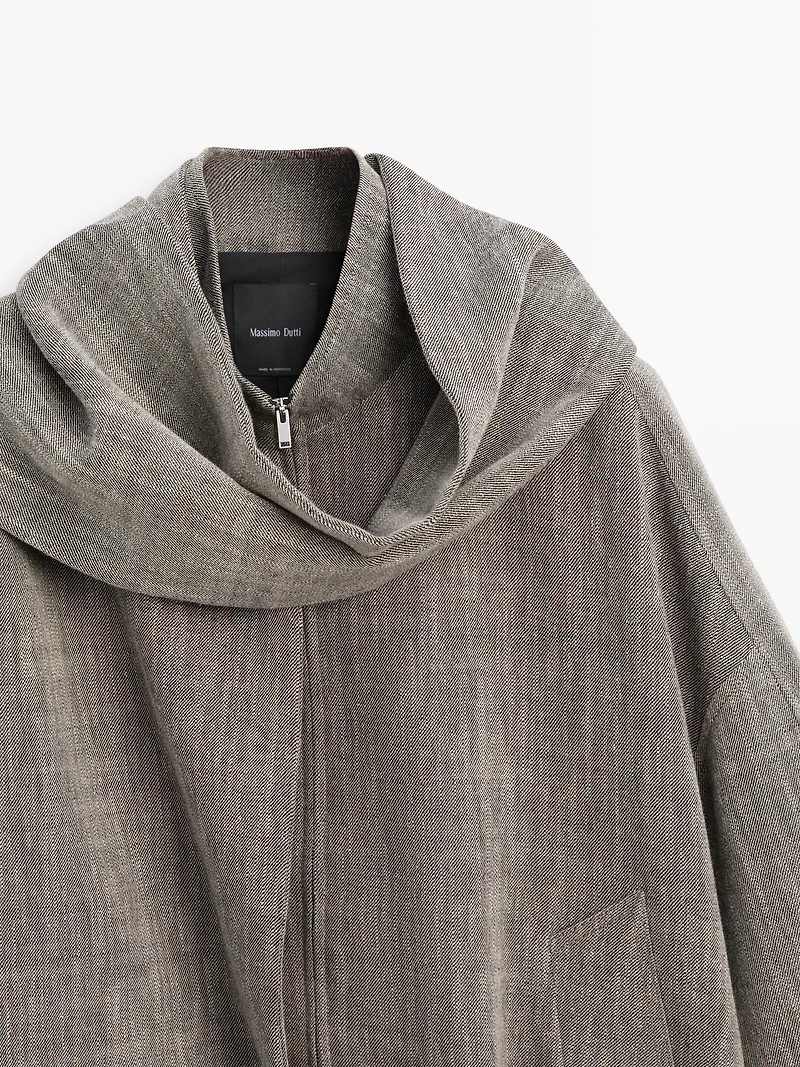 Flecked bomber jacket with scarf