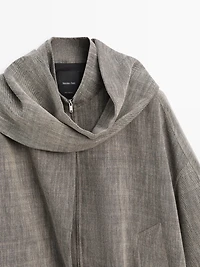 Flecked bomber jacket with scarf