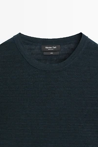 100% linen short sleeve knit sweater