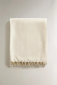 COTTON BEACH TOWEL WITH FRINGE