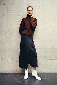 KNIT WRAP MIDI SKIRT