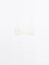 Soutien-gorge triangle satiné fronc