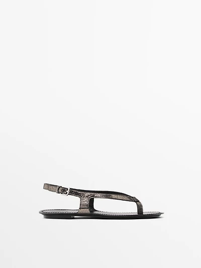 Metallic flat sandals