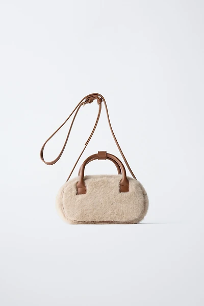 FAUX FUR BOWLING CROSSBODY BAG