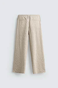 WRINKLED EFFECT STRIPED FLOWY PANTS