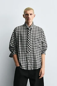 CONTRAST PLAID SHIRT WITH TIE