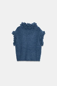 GILET EN MAILLE À FRANGES
