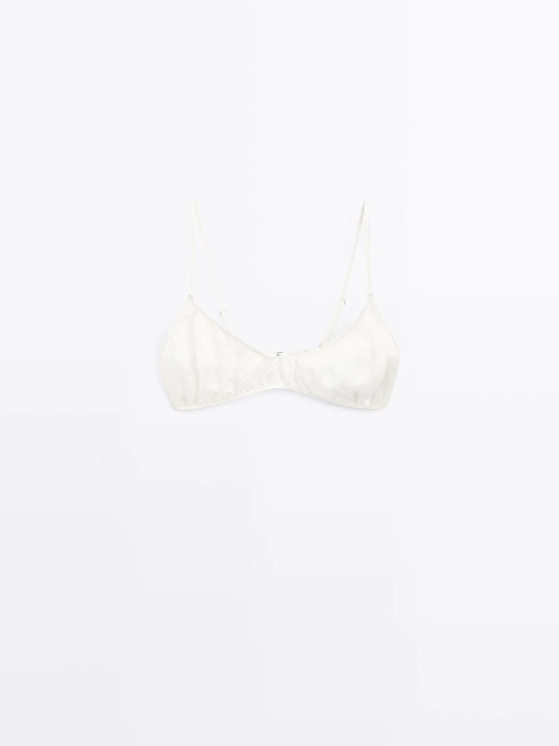 Soutien-gorge triangle satiné fronc
