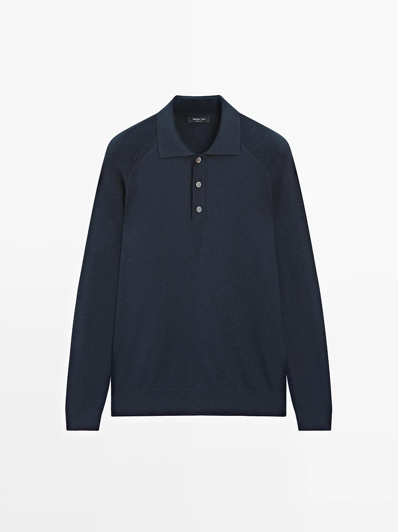 Pull polo en maille de coton mélang