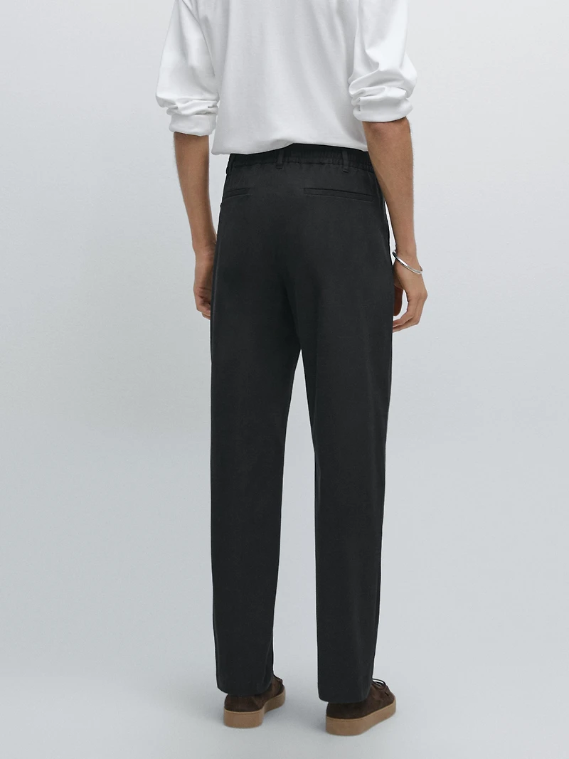 Cotton blend jogger fit trousers