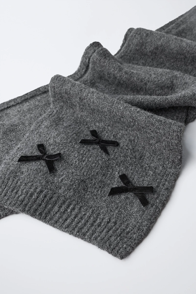 VELVET BOW KNIT SCARF