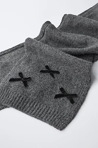 VELVET BOW KNIT SCARF