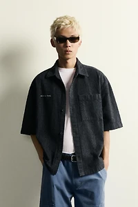 TEXTURED EMBROIDERED BOXY FIT OVERSHIRT