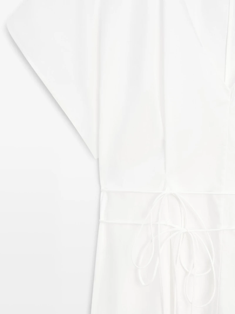 Poplin flounce midi dress