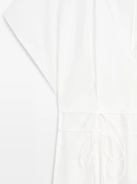 Poplin flounce midi dress