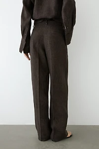 Total look melange linen darted trousers
