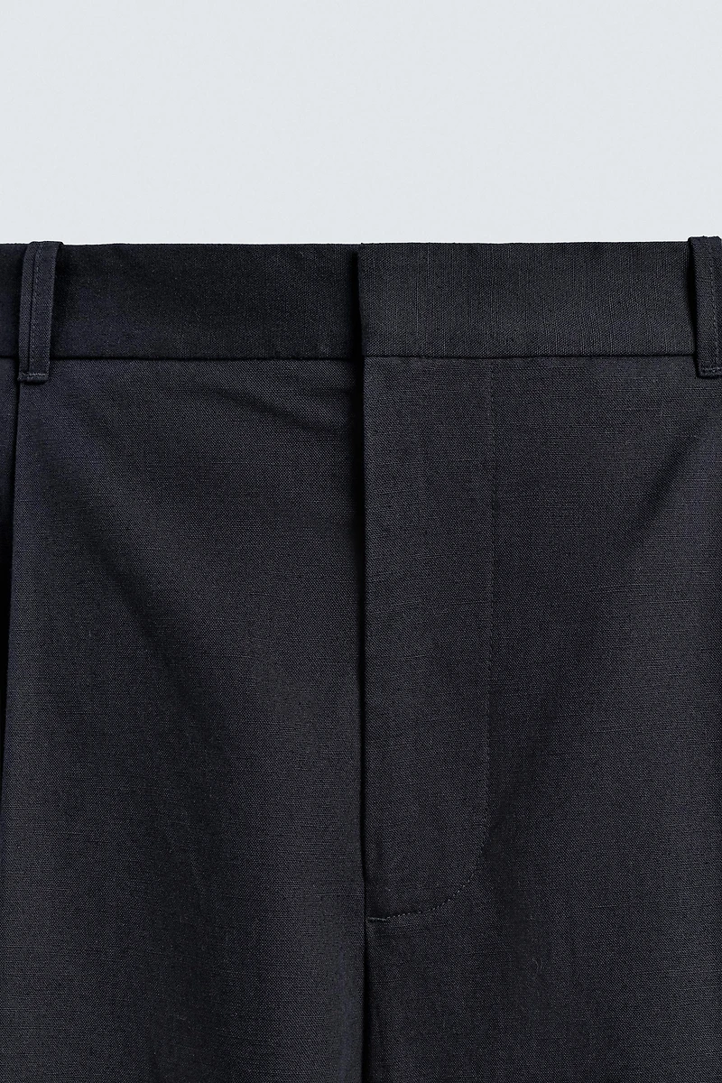 STRUCTURED COTTON - LINEN PANTS