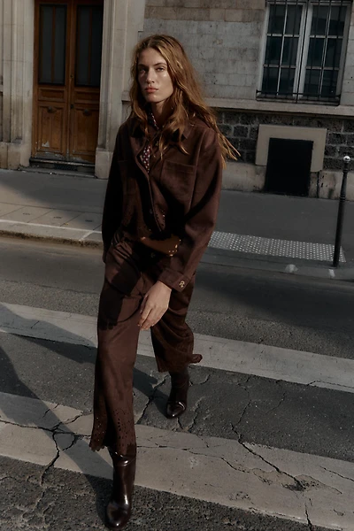 DIE-CUT HEM FAUX SUEDE CULOTTES