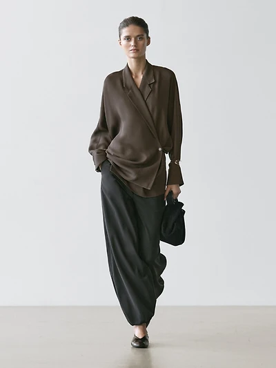 Flowing double-breasted overshirt