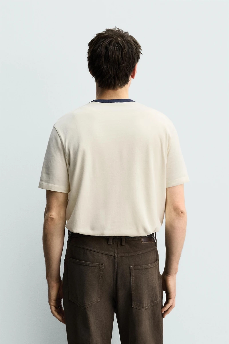 REGULAR-FIT CONTRAST EMBROIDERED T-SHIRT