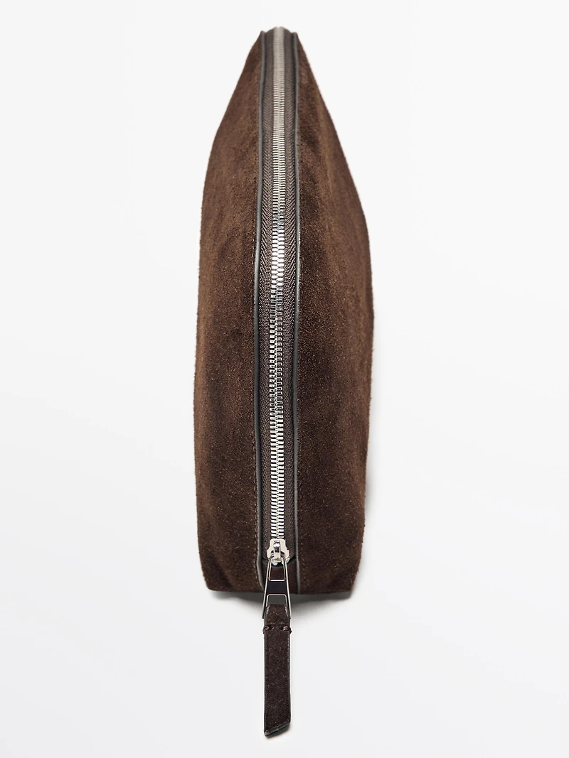 Split leather toiletry bag