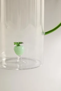 GLASS PITCHER WITH HANDLE AND APPLE DETAIL