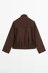 Suede leather bomber jacket
