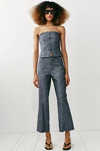 PANTALON MINI FLARE AVEC LIN