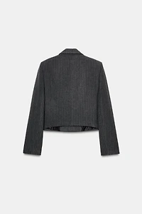 DOUBLE-BREASTED CROPPED PINSTRIPE BLAZER