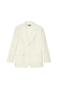 OVERSIZED FIT HERRINGBONE LINEN-WOOL SUIT BLAZER