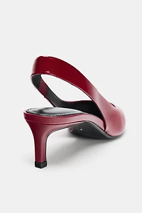 LEATHER KITTEN HEEL SHOES