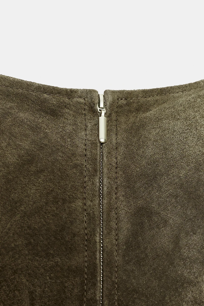 100% LEATHER MIDI DRESS