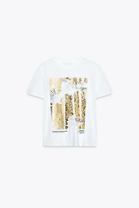 METALLIC PRINT T-SHIRT