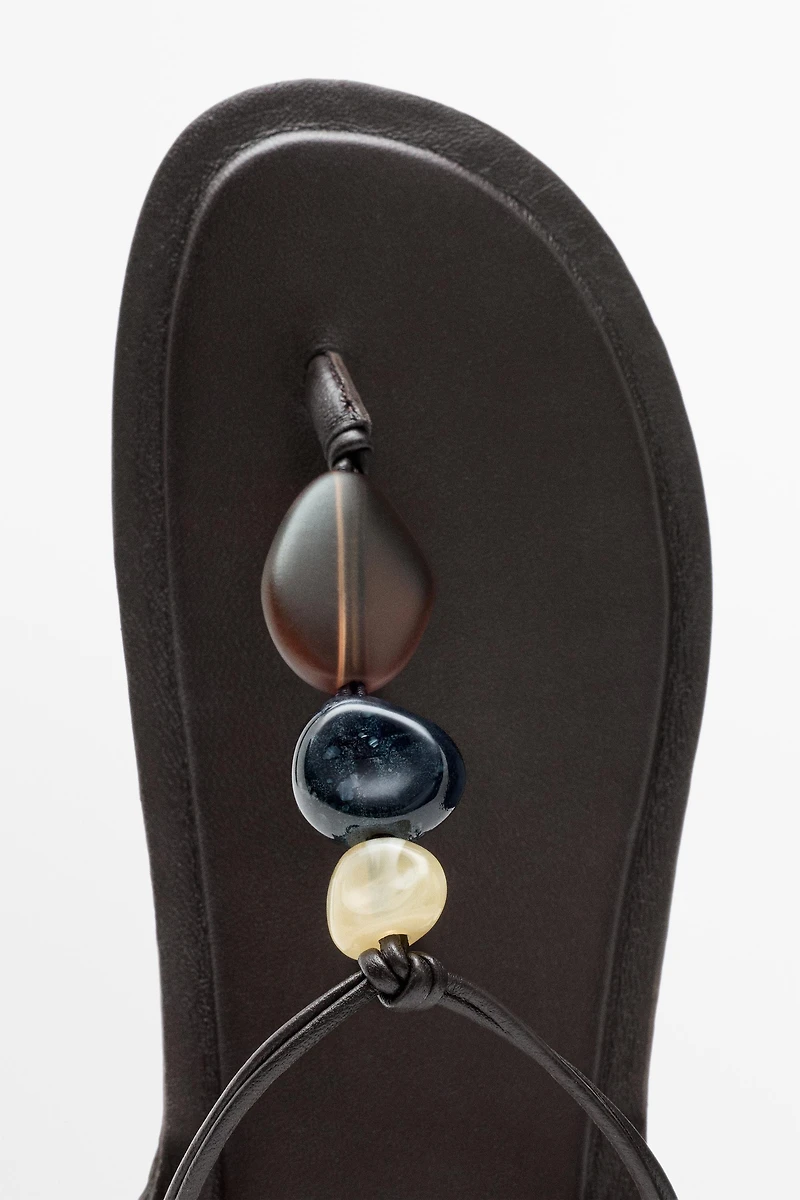 Flat slider sandals with stones