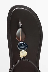 Flat slider sandals with stones