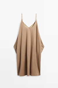 Suede leather combined dress - STUDIO