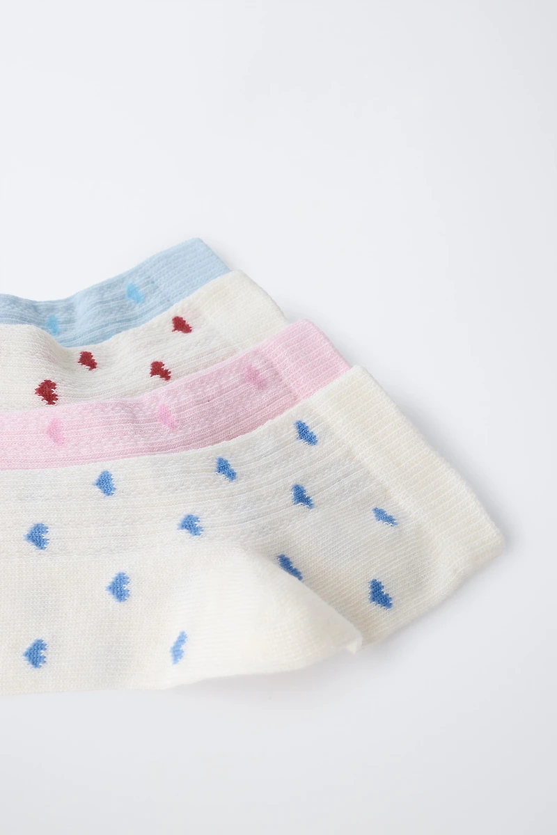 FOUR-PACK OF HEART ANKLE SOCKS